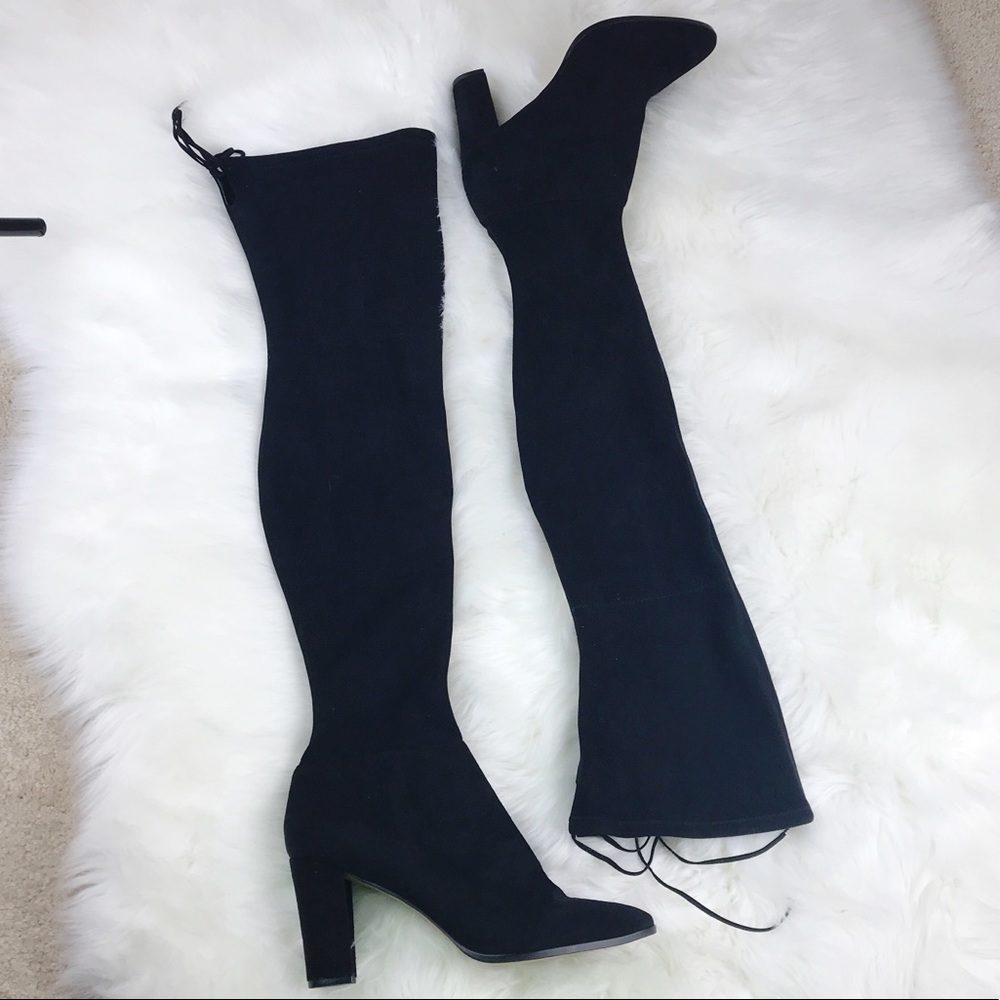 Dolce Vita Black Over-the-Knee Suede Block Heel Boots